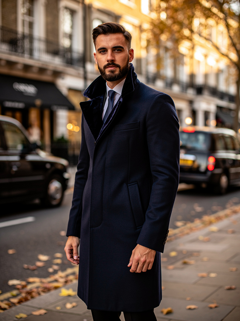 FW27 · Navy Chesterfield Overcoat