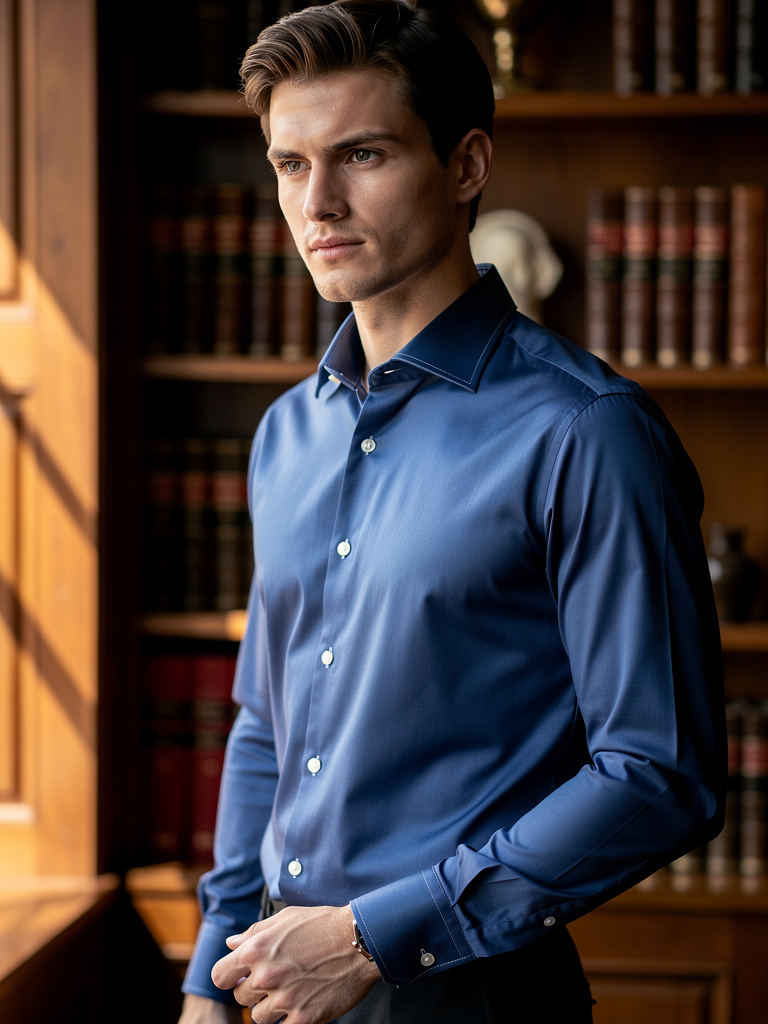 Dress Shirt · British semi-spread · Giza Cotton · French Blue