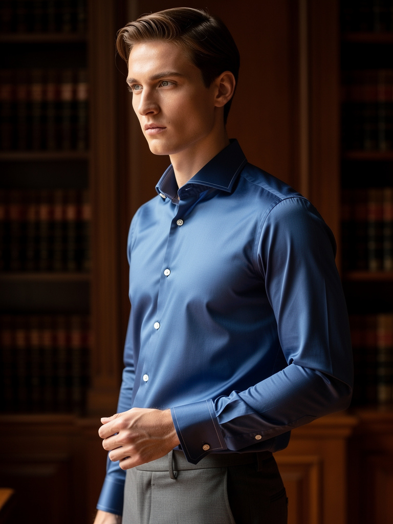 Dress Shirt · French collar · Giza Cotton · French Blue