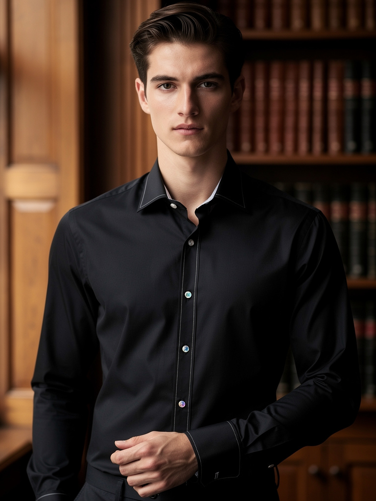 Dress Shirt · Italian long-pointed cutaway · Giza Cotton · Black