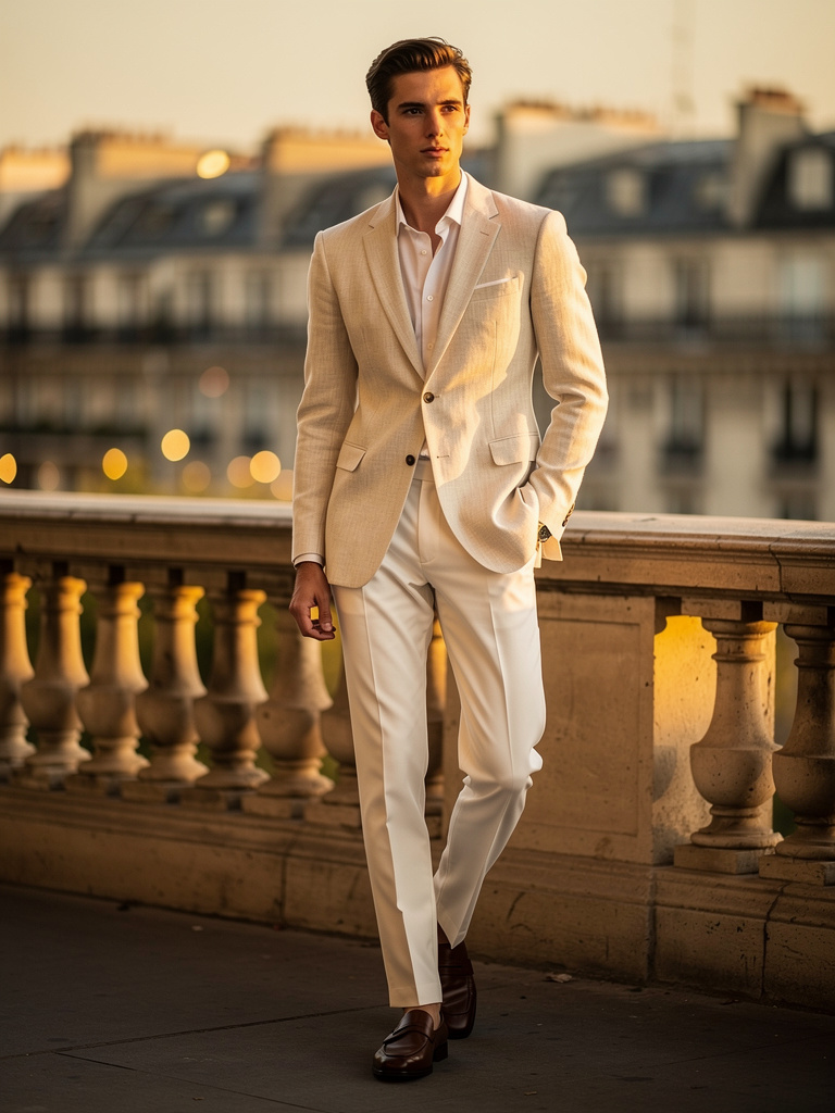 SS27 · Oyster Linen Single-breasted Blazer