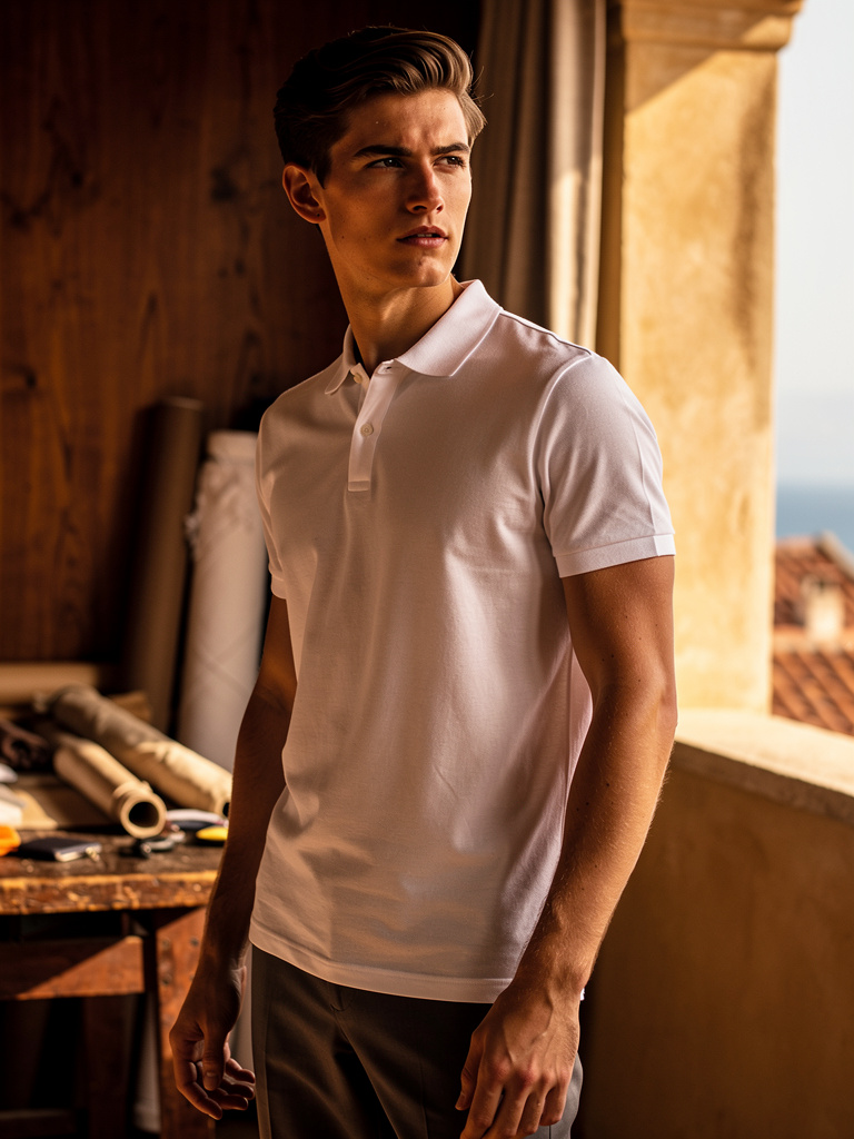 T-shirt · Polo Collar T-shirt · Organic Supima · White