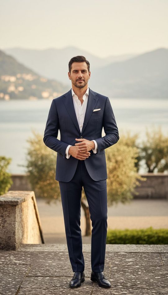 Apperelle Casa — Como villa silk-cotton navy suit
