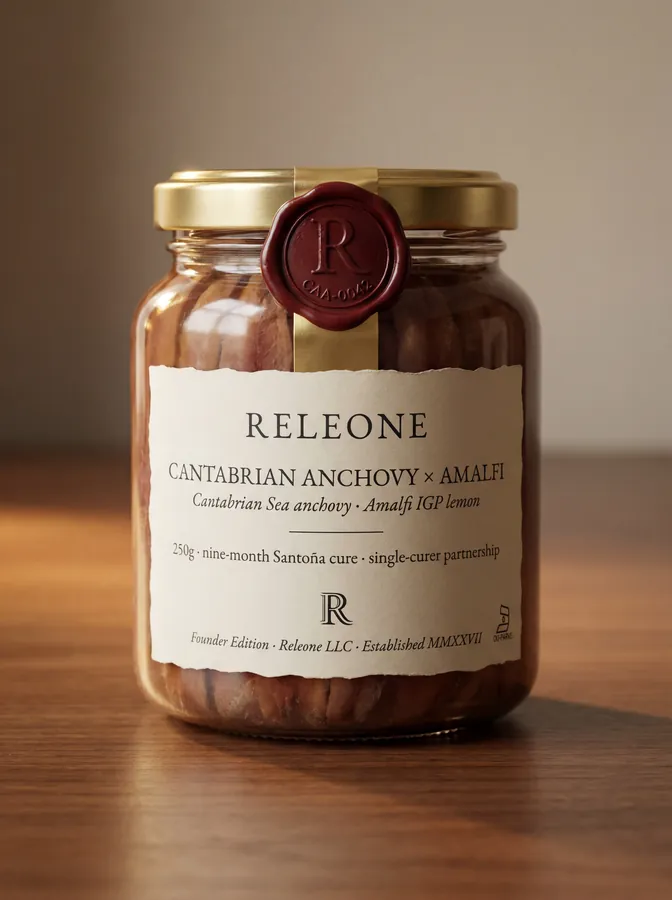Cantabrian Anchovy × Amalfi — Releone Founder Edition label